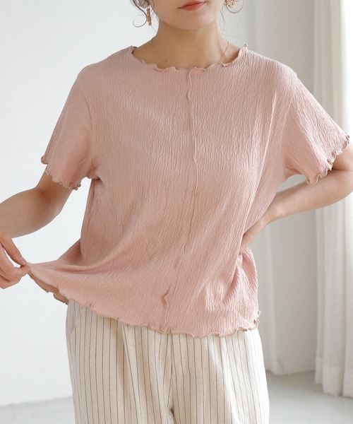 Crisp（クリスプ）の「バイカラーメロウショートTシャツ（Tシャツ/カットソー・レディース・ピンク/ブルー/アイボリー・FREE）」の17枚目の写真