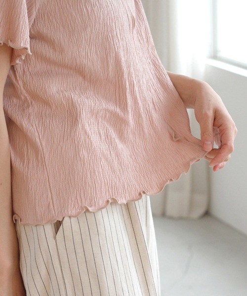 Crisp（クリスプ）の「バイカラーメロウショートTシャツ（Tシャツ/カットソー・レディース・ピンク/ブルー/アイボリー・FREE）」の19枚目の写真