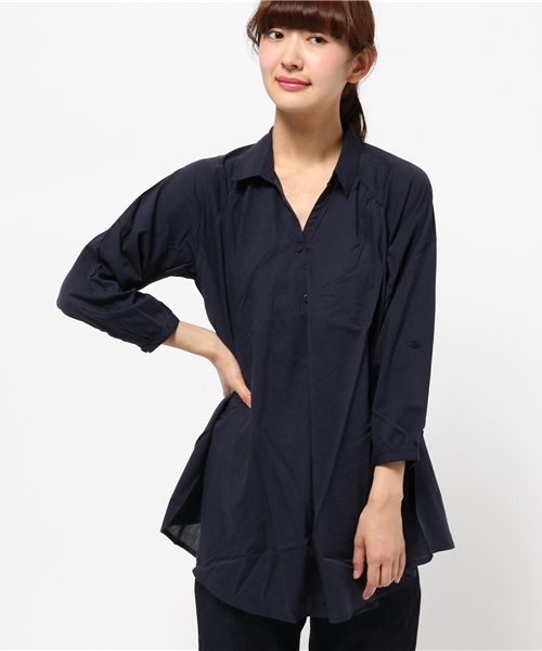 OUTLET（アウトレット）の「【Discoat Petit】CRスキッパーチュニック（チュニック・レディース・オフホワイト/ストライプ/ネイビー・FREE）」の2枚目の写真