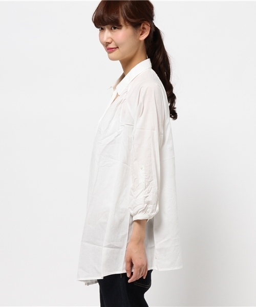 OUTLET（アウトレット）の「【Discoat Petit】CRスキッパーチュニック（チュニック・レディース・オフホワイト/ストライプ/ネイビー・FREE）」の5枚目の写真
