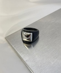 【earyear】フォーマイカボリュームリング シルバー スクエアメタルトップ