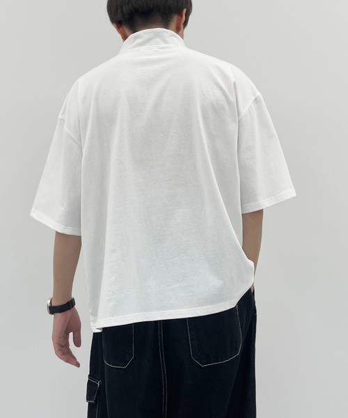 PairPair（ペアペア）の「ハーフジップ刺繍TEE(ユニセックス)（Tシャツ/カットソー・レディース・チャコールグレー/オフホワイト/グリーン・MEDIUM/LARGE）」の8枚目の写真