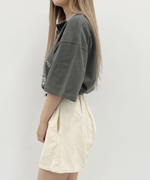 PairPair（ペアペア）の「ハーフジップ刺繍TEE(ユニセックス)（Tシャツ/カットソー・レディース・チャコールグレー/オフホワイト/グリーン・MEDIUM/LARGE）」の15枚目の写真