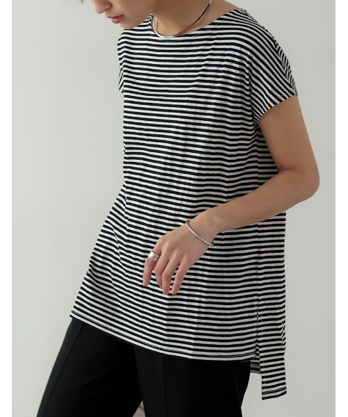 Re:EDIT(リエディ)の「ボーダーフレンチスリーブチュニックTシャツ(Tシャツ/カットソー・レディース・ブラック/ブルー/イエロー・MEDIUM/LARGE)」の13枚目の写真