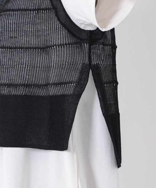 Paradise Picnic（パラダイスピクニック）の「Dignite collier ニットベストセットワンピース（ワンピース・レディース・チャコールグレー/ホワイト・FREE）」の8枚目の写真