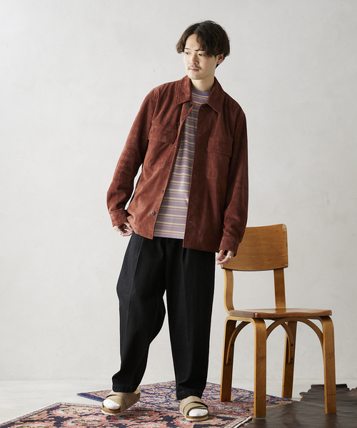 JOURNAL STANDARD relume（ジャーナルスタンダード　レリューム）の「セミワイドデニムスラックス（デニムパンツ・メンズ・ブラック/ネイビー・MEDIUM/LARGE）」の4枚目の写真