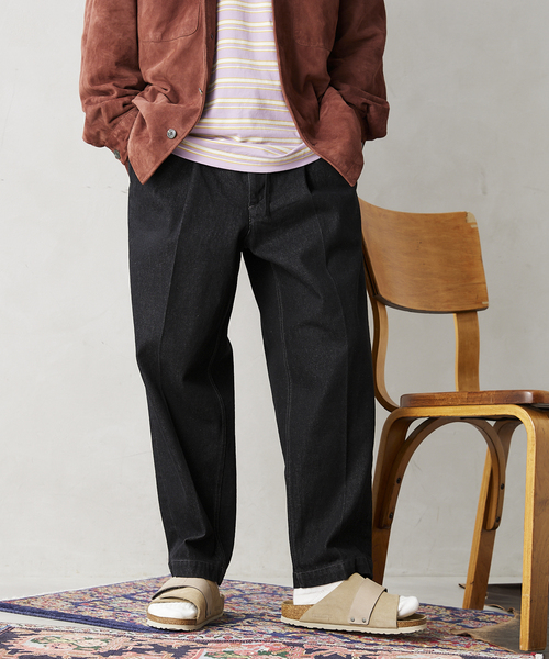 JOURNAL STANDARD relume（ジャーナルスタンダード　レリューム）の「セミワイドデニムスラックス（デニムパンツ・メンズ・ブラック/ネイビー・MEDIUM/LARGE）」の6枚目の写真
