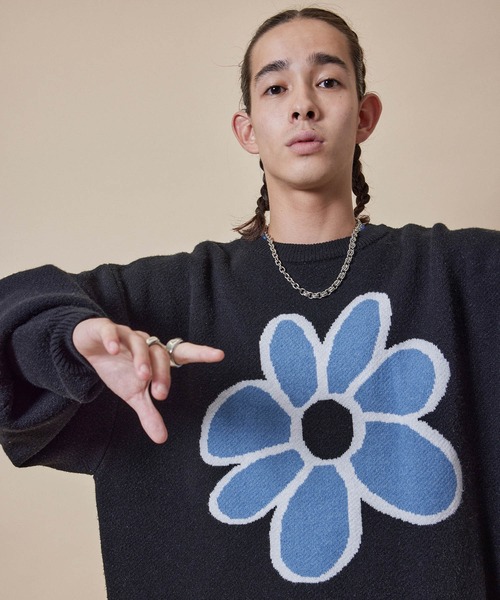 re_k by JUNRED（レクバイジュンレッド）の「re_k by JUNRED / デイジージャガードニットプルオーバー（ニット/セーター・メンズ・パープル/チャコールグレー/ブルー/ライトグレー/ブラック/ブラック系その他/オレンジ系その他2/ネイビー/グリーン・M/S/L）」の10枚目の写真