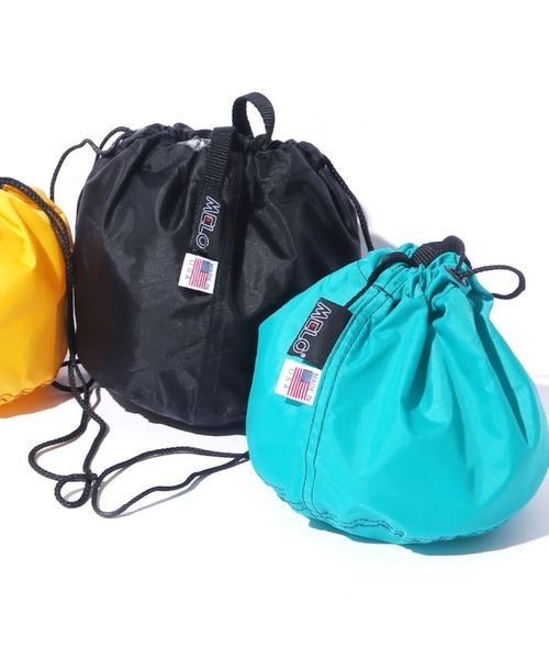 MELO（メロ）の「MELO/メロ DRAWSTRING BAG ショルダーバック 巾着バック（ショルダーバッグ・メンズ・ブラック/ターコイズブルー/イエロー/タン・ONE SIZE）」の4枚目の写真