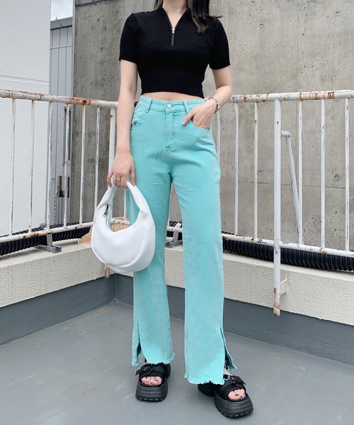 LVEU.（ラブユ.）の「【ZOZOTOWN限定】Slit color denims / スリットカラーデニム（デニムパンツ・レディース・ミント/ピンク・FREE）」の13枚目の写真
