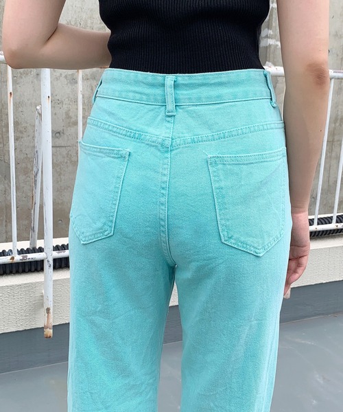 LVEU.（ラブユ.）の「【ZOZOTOWN限定】Slit color denims / スリットカラーデニム（デニムパンツ・レディース・ミント/ピンク・FREE）」の9枚目の写真