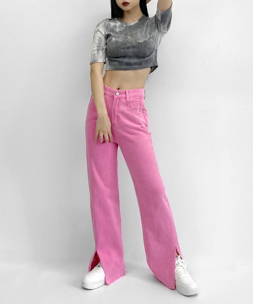 LVEU.（ラブユ.）の「【ZOZOTOWN限定】Slit color denims / スリットカラーデニム（デニムパンツ・レディース・ミント/ピンク・FREE）」の12枚目の写真