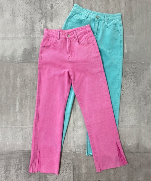 LVEU.（ラブユ.）の「【ZOZOTOWN限定】Slit color denims / スリットカラーデニム（デニムパンツ・レディース・ミント/ピンク・FREE）」の11枚目の写真
