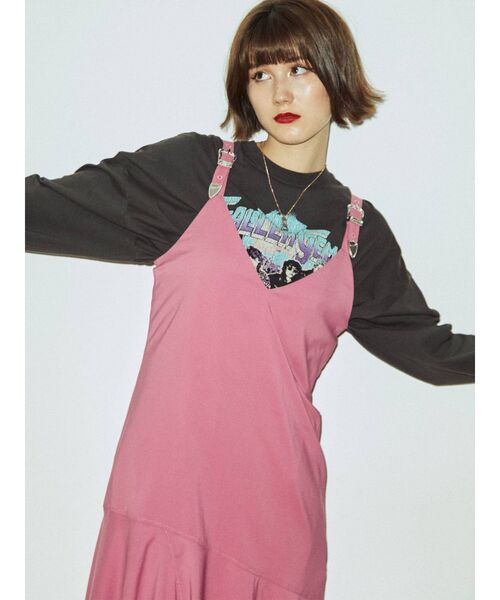 jouetie（ジュエティ）の「アシメキャミワンピース（ワンピース・レディース・グレー/ピンク/ブラック・MEDIUM）」の4枚目の写真