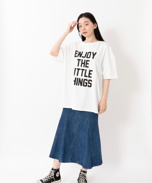 ARCHIVER（アーカイバ）の「【Bz】[SW] BIG前後2Way英字4段ロゴBIGサイズTシャツ5分袖(RZ)（Tシャツ/カットソー・レディース・オフホワイト/スミクロ・FREE）」の6枚目の写真