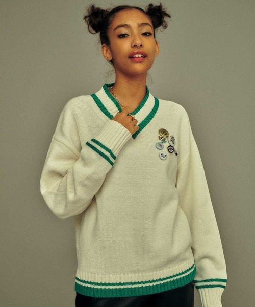 atmos pink（アトモスピンク）の「atmos pink ブレッピー ニットトップス（ニット/セーター・レディース・ホワイト/オレンジ/ネイビー・FREE）」の20枚目の写真