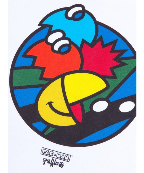 MEDICOM TOY LIFE ENTERTAINMENT（メディコムトイライフエンターテイメント）の「MLE PAC-MAN × GRAFFLEX TEE “PAC-MAN × GRAFFLEX 01”（Tシャツ/カットソー・メンズ・ホワイト/ブラック・SMALL/MEDIUM/LARGE/X-LARGE/XX-LARGE）」の6枚目の写真