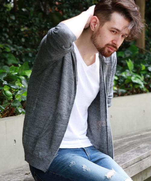 BEAUTY&YOUTH UNITED ARROWS(ビューティーアンドユースユナイテッドアローズ)の「BY ∴ LINIFICIO リネン ジップ パーカー ◆(パーカー・メンズ・グレー/ライトブルー・SMALL/MEDIUM/LARGE/X-LARGE)」の3枚目の写真