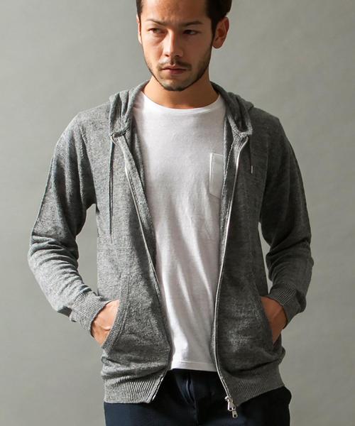 BEAUTY&YOUTH UNITED ARROWS(ビューティーアンドユースユナイテッドアローズ)の「BY ∴ LINIFICIO リネン ジップ パーカー ◆(パーカー・メンズ・グレー/ライトブルー・SMALL/MEDIUM/LARGE/X-LARGE)」の4枚目の写真