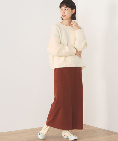 BEAMS HEART（ビームスハート）の「BEAMS HEART / パッチワーク 異素材 ニット（ニット/セーター・レディース・ベージュ/グレー/アイボリー・FREE）」の18枚目の写真