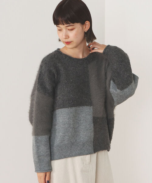セール】BEAMS HEART / パッチワーク 異素材 ニット（ニット/セーター