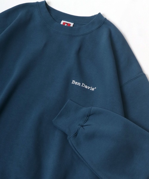 BEN DAVIS(ベンデイビス)の「BEN DAVIS/ベンデイビス ワンポイントロゴ刺繍 裏起毛 ビッグシルエット スウェットトレーナー(スウェット・メンズ・ブラック/ダークグリーン/ダークブラウン/ベージュ/ネイビー/グレー/レッド/イエロー/ブルー/ブルーグリーン・M/L/XL)」の8枚目の写真