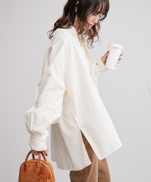 CIAOPANIC TYPY（チャオパニックティピー）の「コーデュロイボリュームスリーブバンドカラーシャツ（シャツ/ブラウス・レディース・チャコールグレー/オフホワイト/サックスブルー/オレンジ・ONE SIZE）」の10枚目の写真