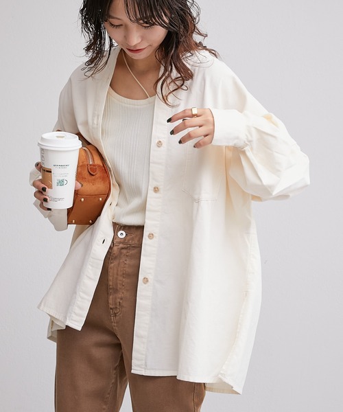 CIAOPANIC TYPY（チャオパニックティピー）の「コーデュロイボリュームスリーブバンドカラーシャツ（シャツ/ブラウス・レディース・チャコールグレー/オフホワイト/サックスブルー/オレンジ・ONE SIZE）」の6枚目の写真