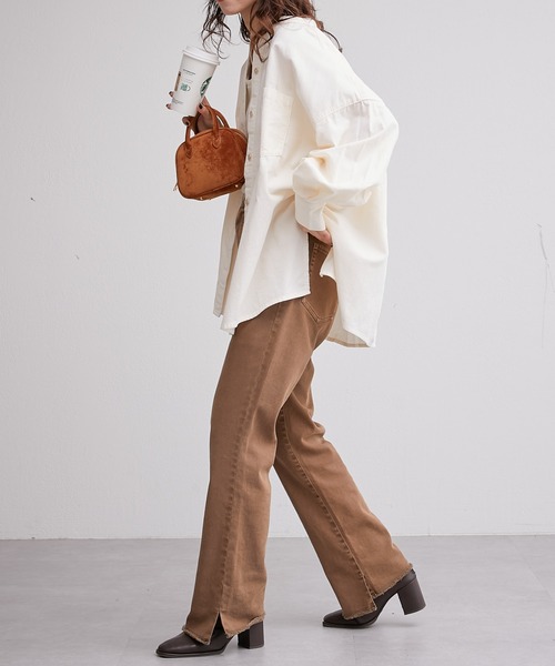 CIAOPANIC TYPY（チャオパニックティピー）の「コーデュロイボリュームスリーブバンドカラーシャツ（シャツ/ブラウス・レディース・チャコールグレー/オフホワイト/サックスブルー/オレンジ・ONE SIZE）」の14枚目の写真