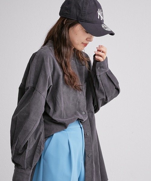 CIAOPANIC TYPY（チャオパニックティピー）の「コーデュロイボリュームスリーブバンドカラーシャツ（シャツ/ブラウス・レディース・チャコールグレー/オフホワイト/サックスブルー/オレンジ・ONE SIZE）」の21枚目の写真