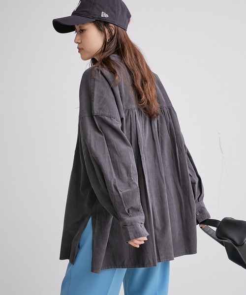 CIAOPANIC TYPY（チャオパニックティピー）の「コーデュロイボリュームスリーブバンドカラーシャツ（シャツ/ブラウス・レディース・チャコールグレー/オフホワイト/サックスブルー/オレンジ・ONE SIZE）」の19枚目の写真