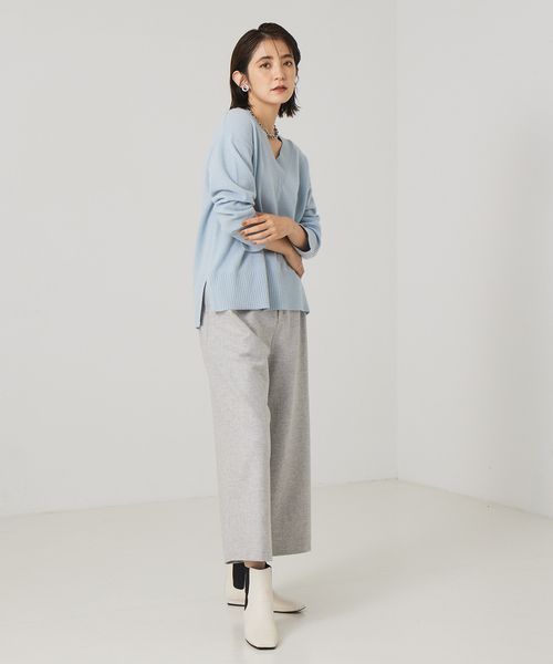 qualite（カリテ）の「ファインVネックプルオーバー（ニット/セーター・レディース・チャコールグレー/サックスブルー/オフホワイト・フリー）」の10枚目の写真