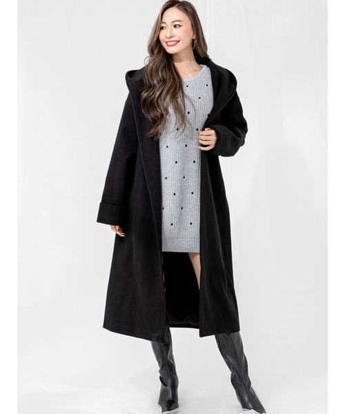 DURAS（デュラス）の「ドット柄ニットワンピース（ワンピース・レディース・ホワイト/ブラック/グレー・FREE）」の7枚目の写真