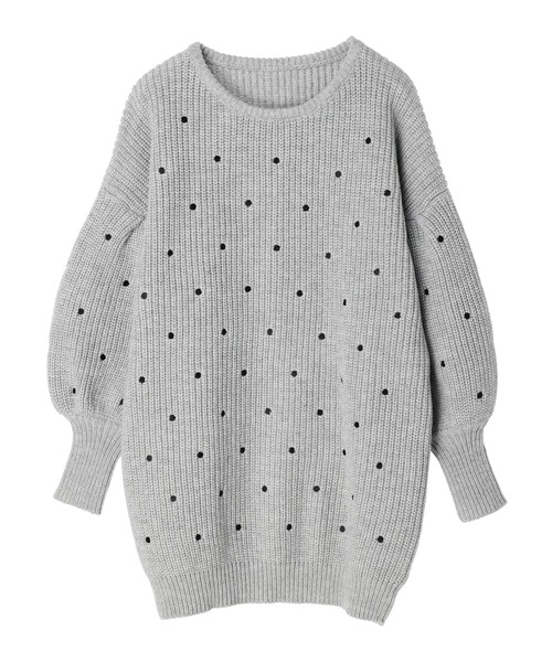 DURAS（デュラス）の「ドット柄ニットワンピース（ワンピース・レディース・ホワイト/ブラック/グレー・FREE）」の9枚目の写真