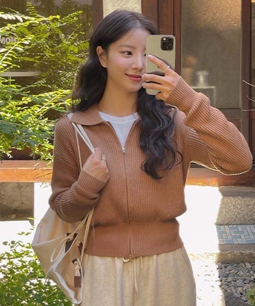 SONA（ソナ）の「SONYUNARA 2WAYリブニットジップアップ（ニット/セーター・レディース・ブラウン・FREE）」の13枚目の写真