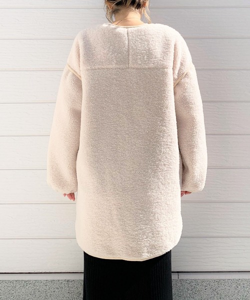 Q（キュー）の「ボアミドルブルゾン（ブルゾン・レディース・チャコールグレー/アイボリー・MEDIUM）」の4枚目の写真