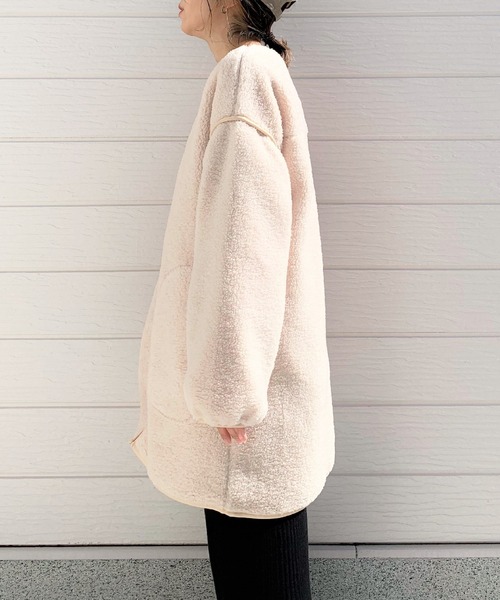 Q（キュー）の「ボアミドルブルゾン（ブルゾン・レディース・チャコールグレー/アイボリー・MEDIUM）」の3枚目の写真