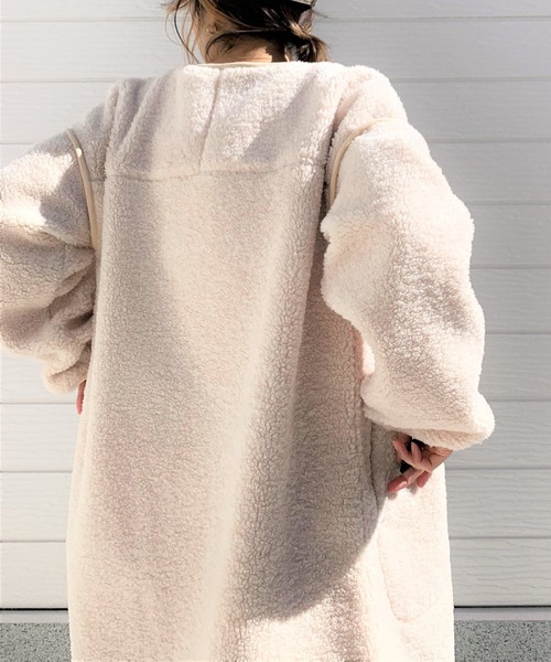 Q（キュー）の「ボアミドルブルゾン（ブルゾン・レディース・チャコールグレー/アイボリー・MEDIUM）」の10枚目の写真