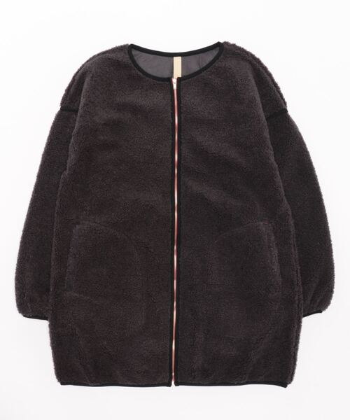 Q（キュー）の「ボアミドルブルゾン（ブルゾン・レディース・チャコールグレー/アイボリー・MEDIUM）」の15枚目の写真