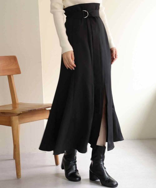 one after another NICE CLAUP（ワンアフターアナザーナイスクラップ）の「【新色追加】スタイルアップが叶う　フロントスリットマーメイドスカート（スカート・レディース・ピンク/アイボリー/ブラック/ブラック系その他・SMALL/MEDIUM）」の3枚目の写真