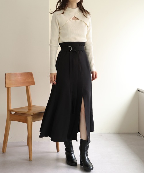 one after another NICE CLAUP（ワンアフターアナザーナイスクラップ）の「【新色追加】スタイルアップが叶う　フロントスリットマーメイドスカート（スカート・レディース・ピンク/アイボリー/ブラック/ブラック系その他・SMALL/MEDIUM）」の5枚目の写真