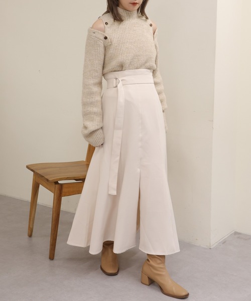 one after another NICE CLAUP（ワンアフターアナザーナイスクラップ）の「【新色追加】スタイルアップが叶う　フロントスリットマーメイドスカート（スカート・レディース・ピンク/アイボリー/ブラック/ブラック系その他・SMALL/MEDIUM）」の11枚目の写真