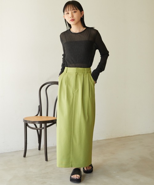 Aunt Marie's（アントマリーズ）の「スラックススカート（スカート・レディース・ブラック/チャコールグレー/ダークブラウン/ダークベージュ/グリーン/ブルーグレー・マルチサイズ）」の16枚目の写真