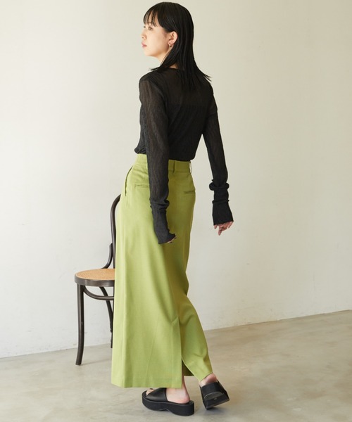 Aunt Marie's（アントマリーズ）の「スラックススカート（スカート・レディース・ブラック/チャコールグレー/ダークブラウン/ダークベージュ/グリーン/ブルーグレー・マルチサイズ）」の19枚目の写真