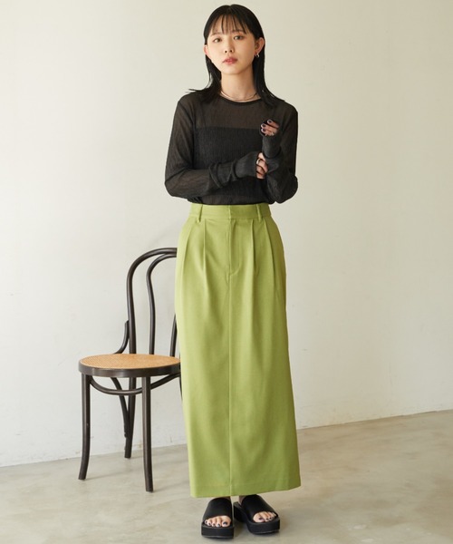 Aunt Marie's（アントマリーズ）の「スラックススカート（スカート・レディース・ブラック/チャコールグレー/ダークブラウン/ダークベージュ/グリーン/ブルーグレー・マルチサイズ）」の15枚目の写真