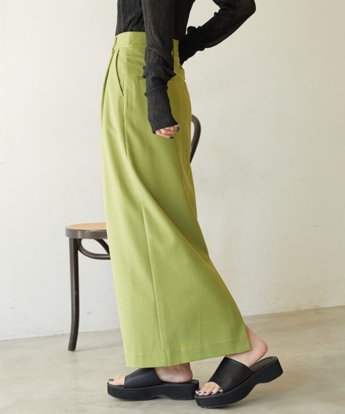 Aunt Marie's（アントマリーズ）の「スラックススカート（スカート・レディース・ブラック/チャコールグレー/ダークブラウン/ダークベージュ/グリーン/ブルーグレー・マルチサイズ）」の12枚目の写真