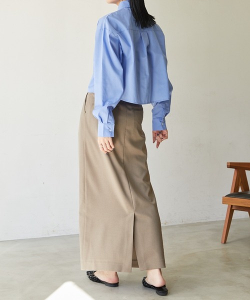 Aunt Marie's（アントマリーズ）の「スラックススカート（スカート・レディース・ブラック/チャコールグレー/ダークブラウン/ダークベージュ/グリーン/ブルーグレー・マルチサイズ）」の8枚目の写真