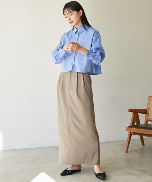 Aunt Marie's（アントマリーズ）の「スラックススカート（スカート・レディース・ブラック/チャコールグレー/ダークブラウン/ダークベージュ/グリーン/ブルーグレー・マルチサイズ）」の9枚目の写真