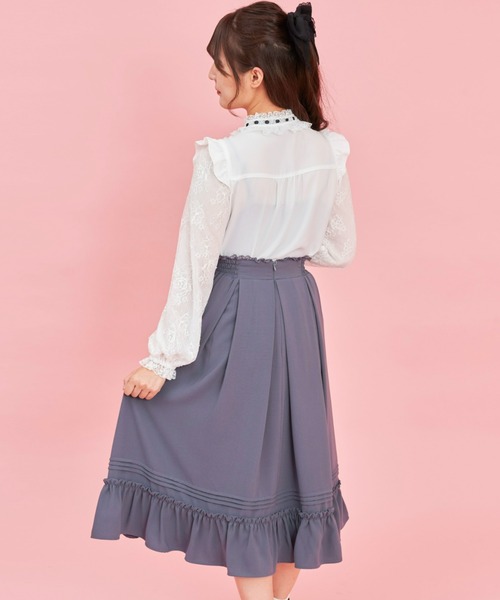 Secret Honey（シークレットハニー）の「裾フリルロングスカート（スカート・レディース・グレー/ブラック・MEDIUM）」の4枚目の写真