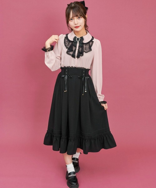 Secret Honey（シークレットハニー）の「裾フリルロングスカート（スカート・レディース・グレー/ブラック・MEDIUM）」の5枚目の写真